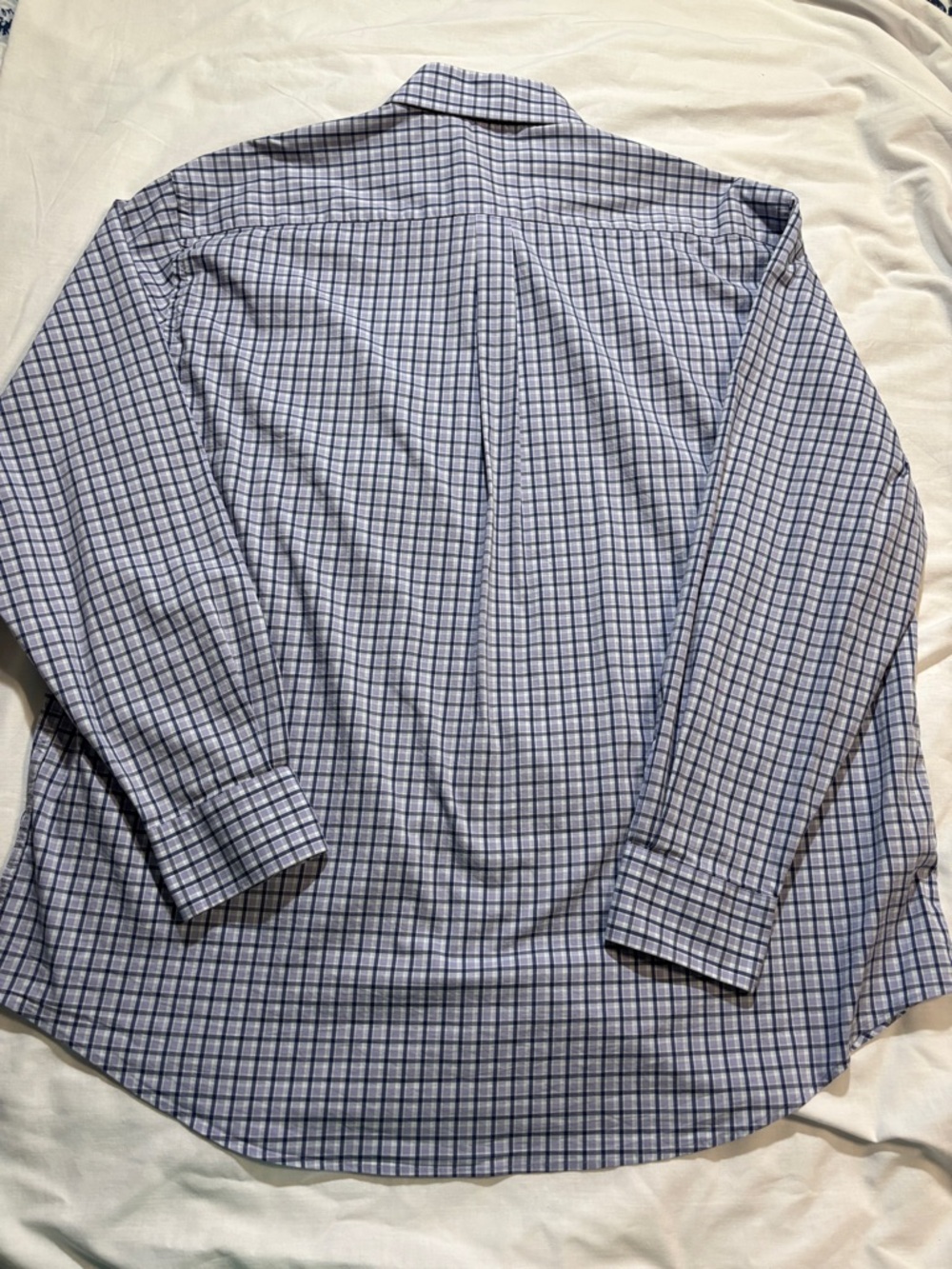 Peter Millar Crown Comfort Button-Down Shirt Purple and White Plaid Cotton Blend - Picture 4 of 7